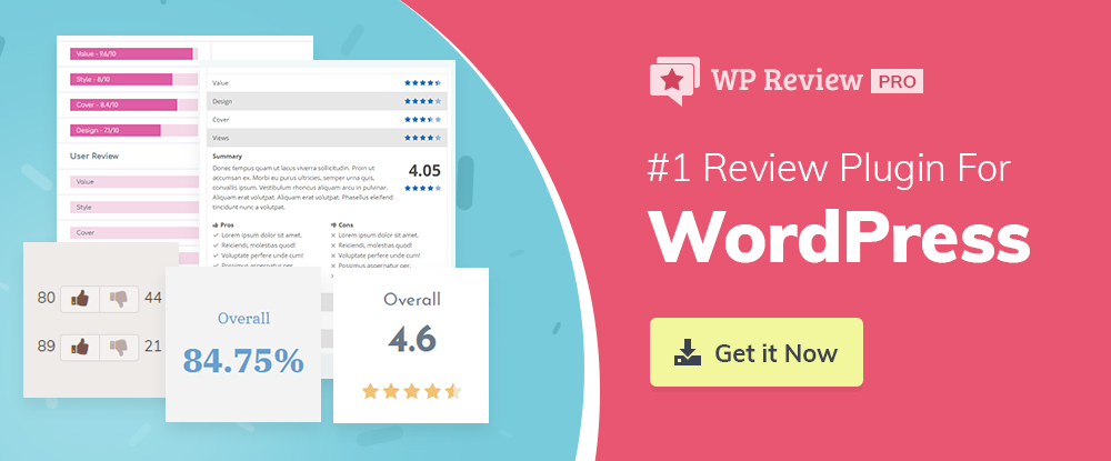 WP Review Pro WordPress Plugins 2018