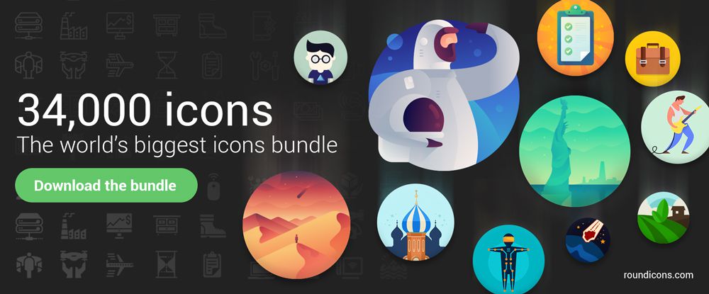 34,000 Icons Full Bundle by Roundicons.com