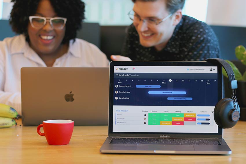 Colleagues using monday.com