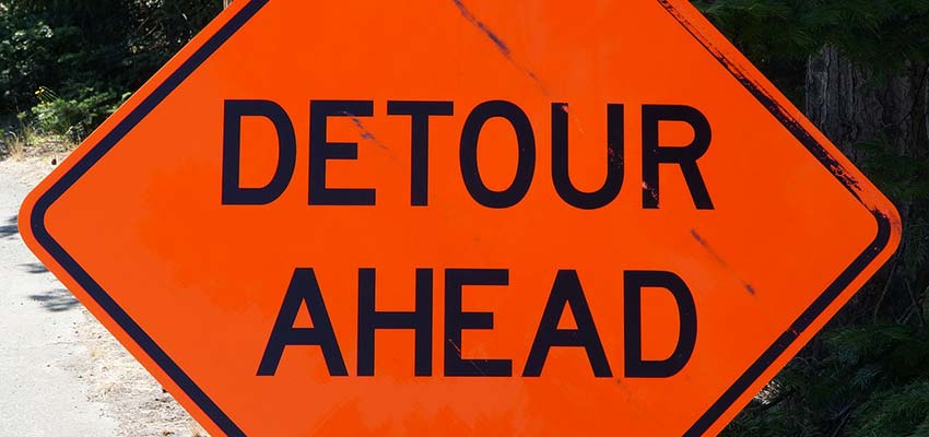 "Detour Ahead" road sign