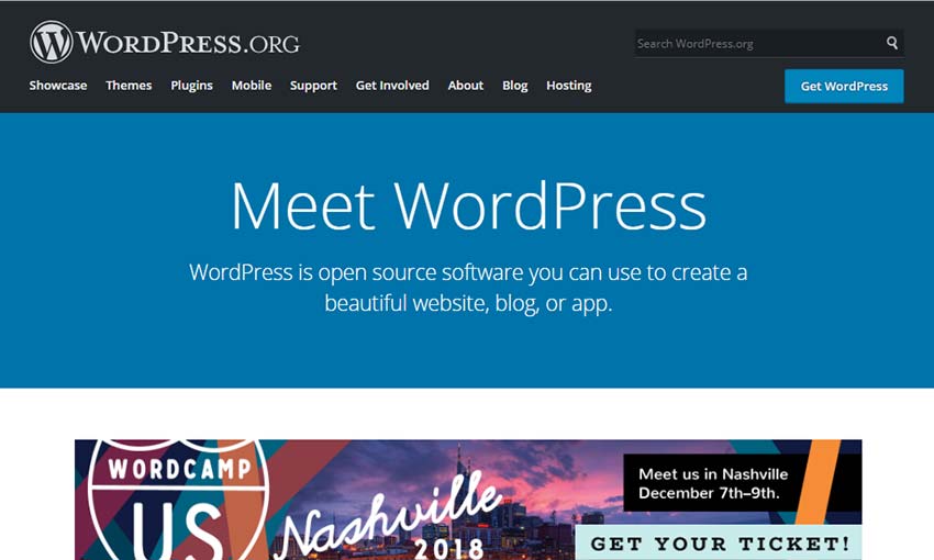 WordPress.org's header.