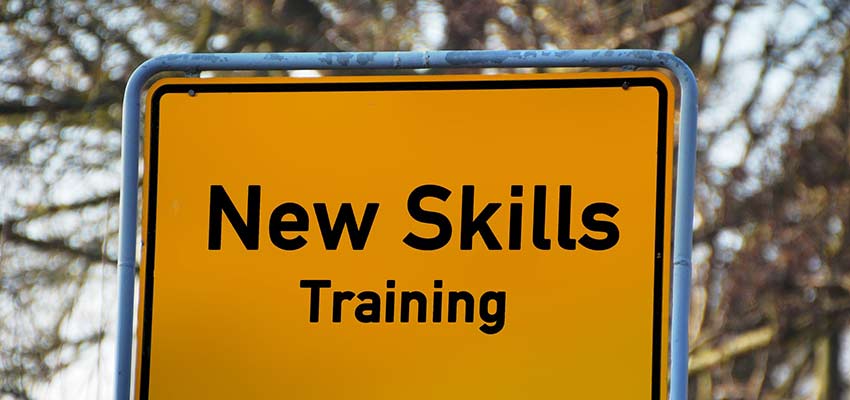 Sign that reads "New Skills Training".