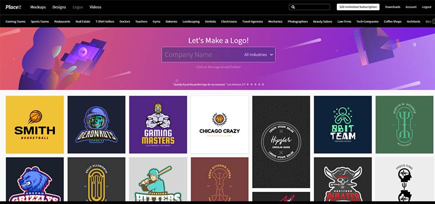 Placeit logos cover a variety of industries and styles.