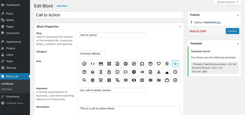 The Block Lab plugin allows for a more visual approach to creating custom blocks.