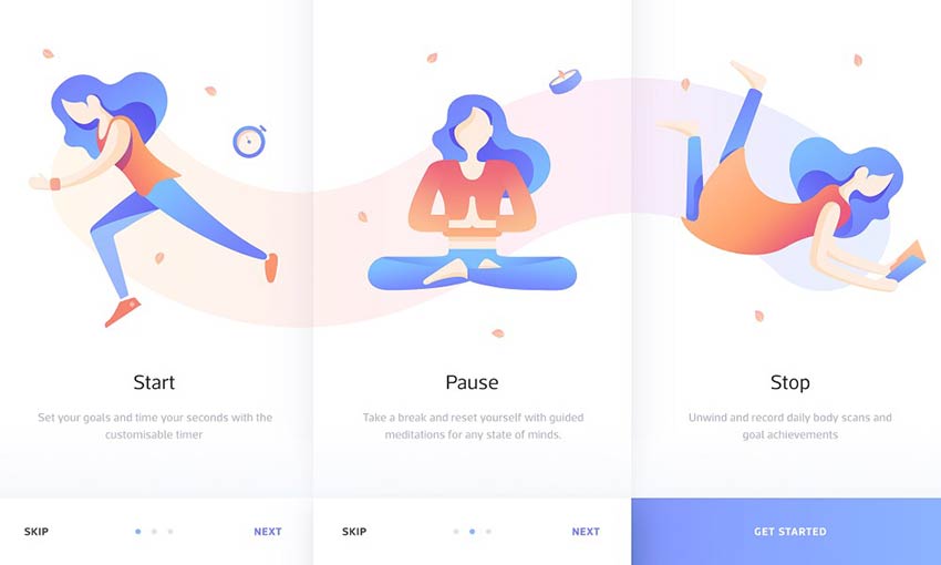 Mindfulness App Onboarding Screens