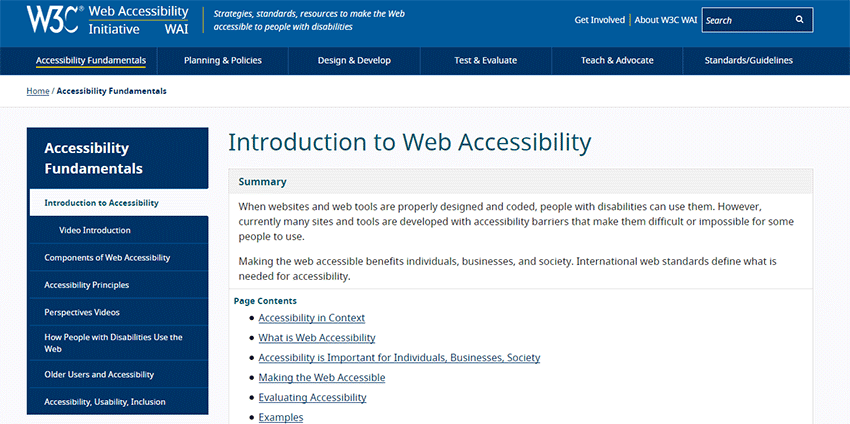 W3C Introduction to Web Accessibility