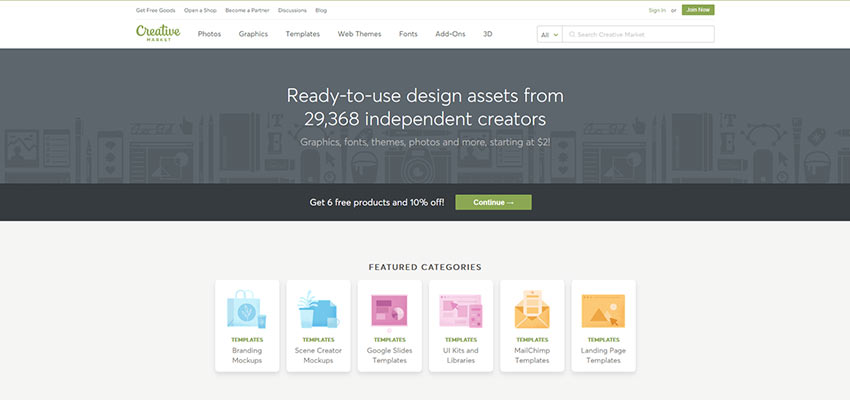 Screen from Creative Market 
