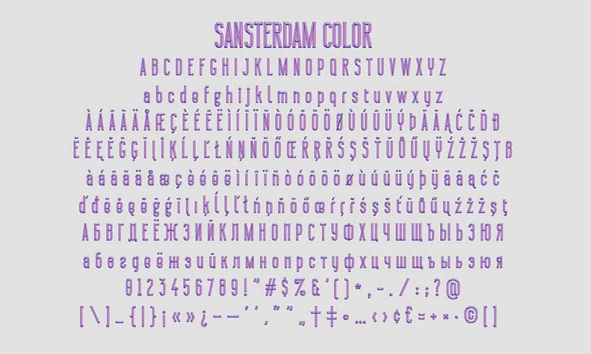 Example of Sansterdam Color Font by NREY