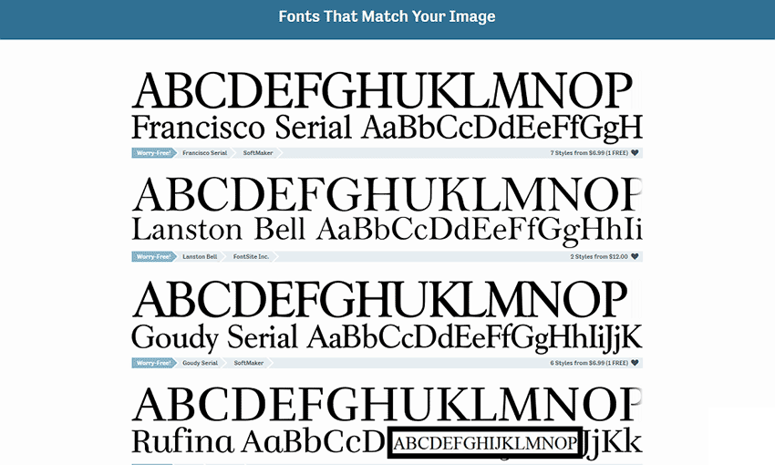 Example of Fontspring Matcherator