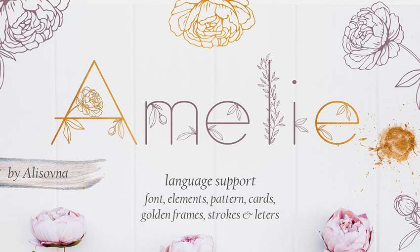 Example of Amelie Floral Display Font by Alisovna