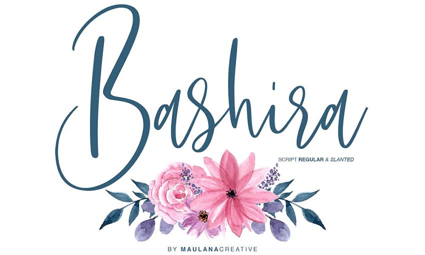 Example of Bashira Brush Script by Maulana Creative