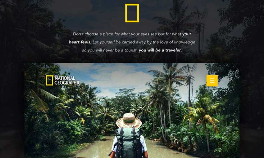 Example of Travelers: National Geographic Site