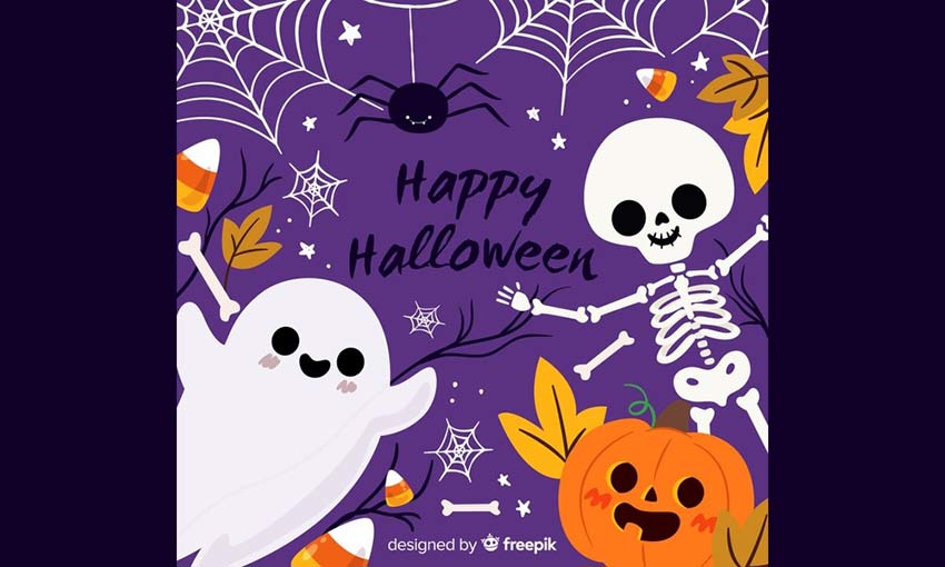 Example of Cute Halloween Background with Flat Design