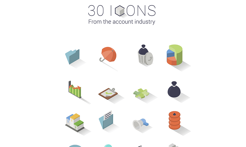 Example of 30 Isometric Icon Set