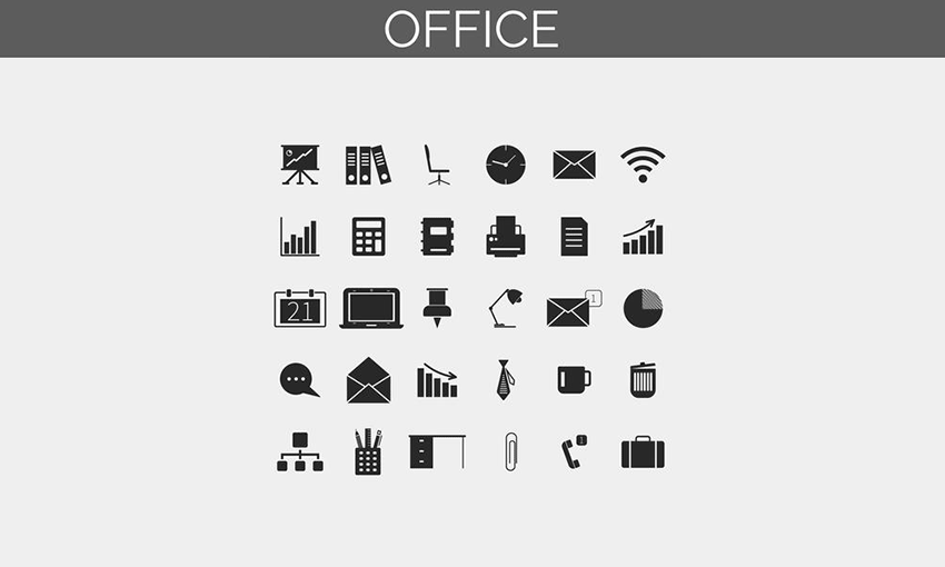 Example of Business and office icons set