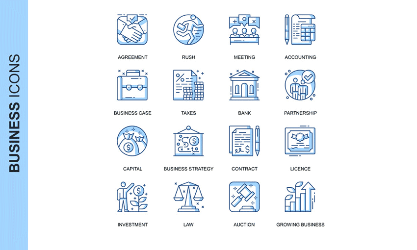 Example of Thin Line Business Icons