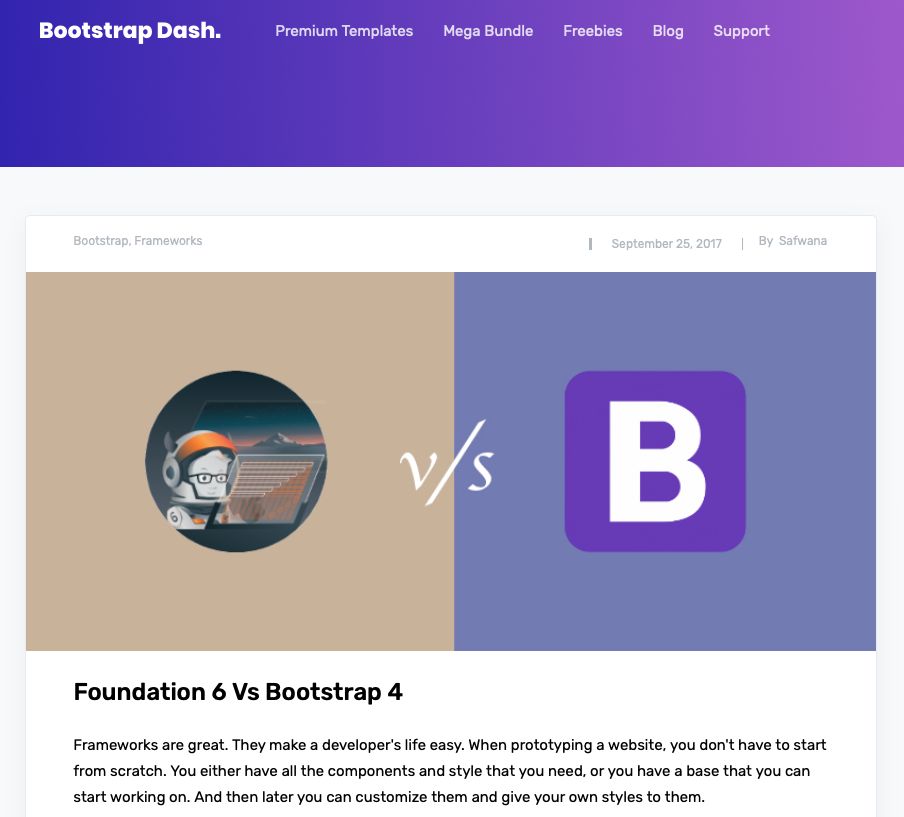 Foundation or Bootstrap - Dash