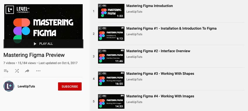 Example from LevelUpTuts: Mastering Figma Videos