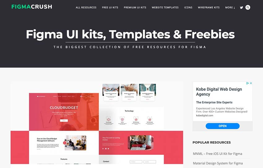 Example from FigmaCrush - Figma UI Kits, Templates & Freebies