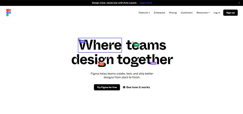 The Figma home page.