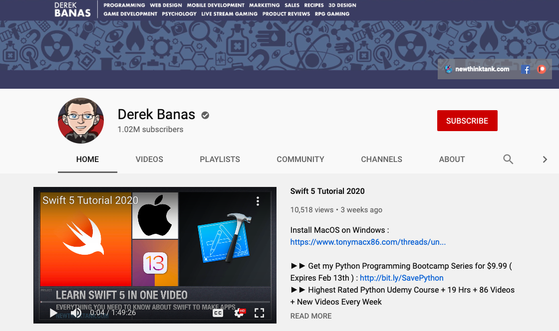 Derek Banas - Web Development YouTube