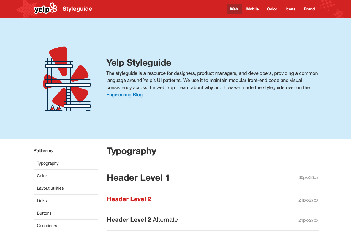 Yelp - web design style guide