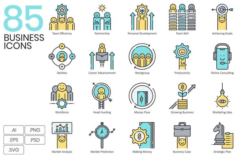 85 business icon set