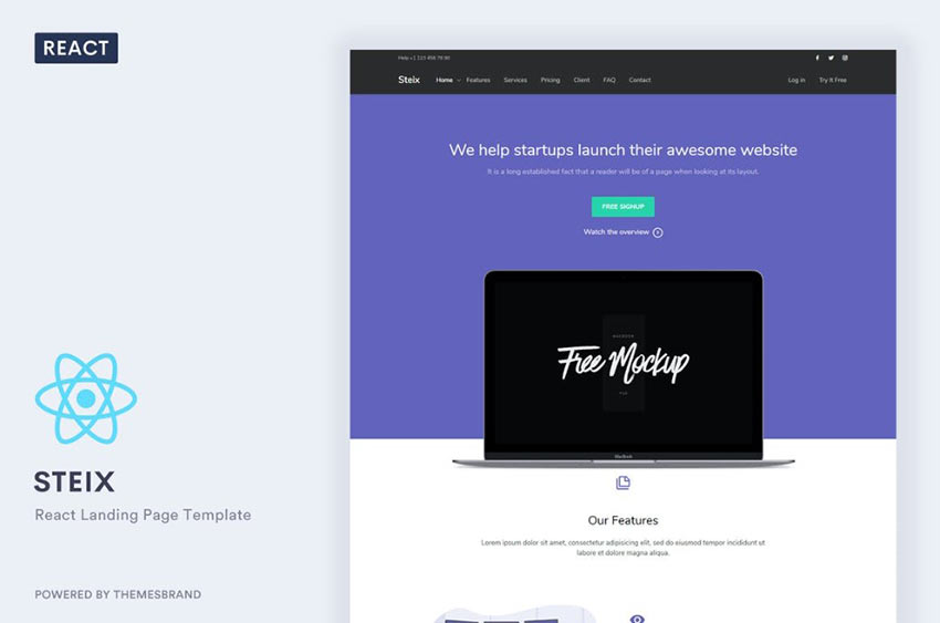 Steix React Landing Page Template