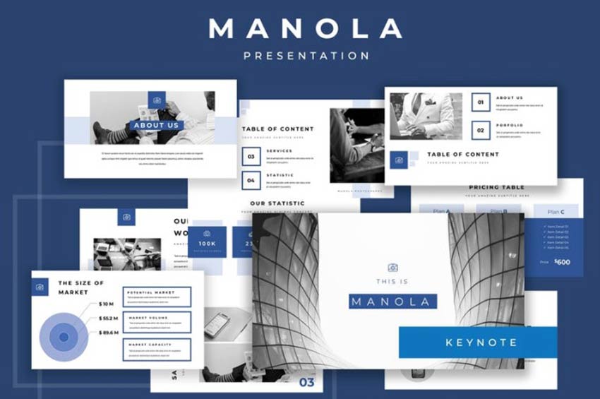 Example of Manola Pitch Deck Keynote Presentation