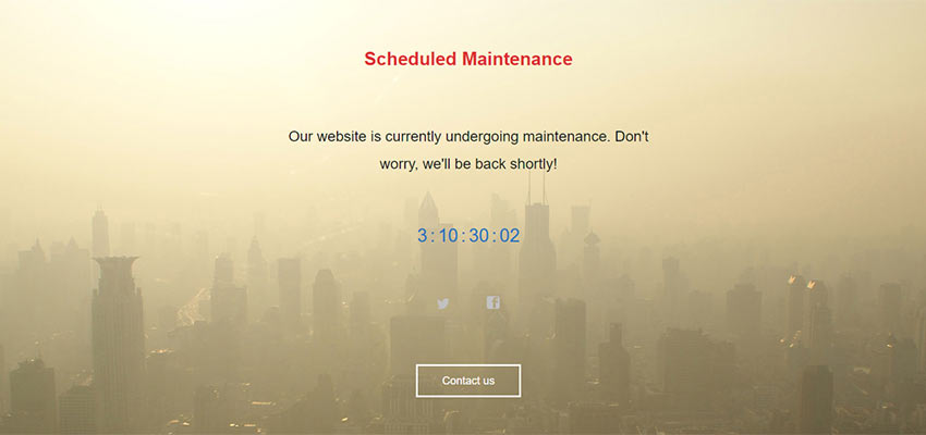 A website in maintenance mode.