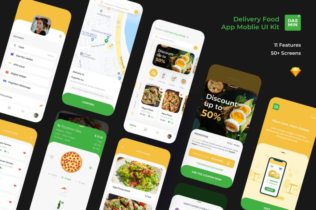 Dasmin Delivery Food App Mobile Ui kit - UX and UI kits