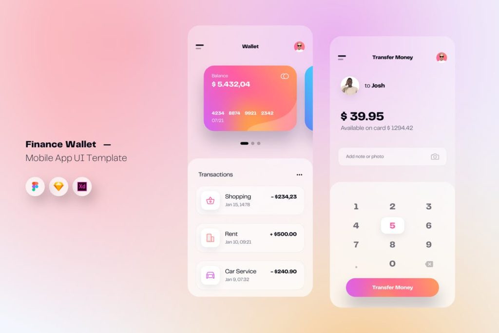 Wallet & Finance Mobile App UI Kit Template - UX and UI kits