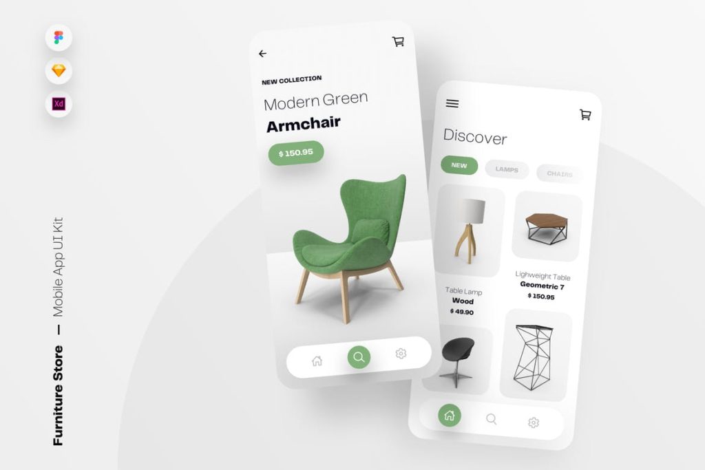 Furniture Store Mobile App UI Kit Template - UX and UI kits