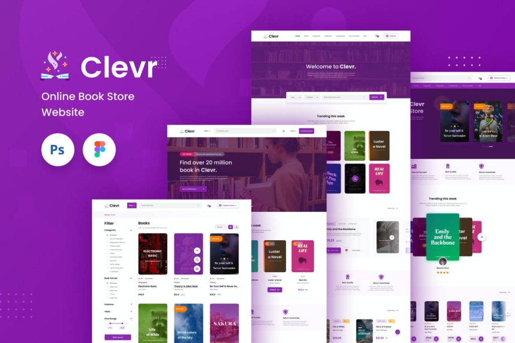 Clevr - Book Store Ecommerce Website Template - UX and UI kits