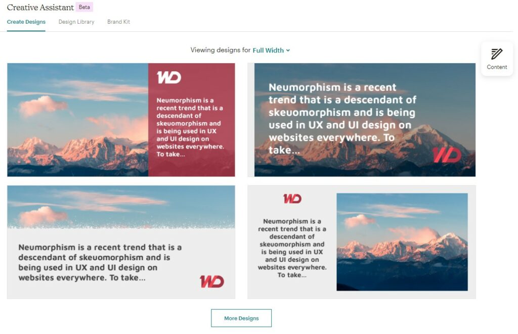 Mailchimp's Creative Assistant - Designs