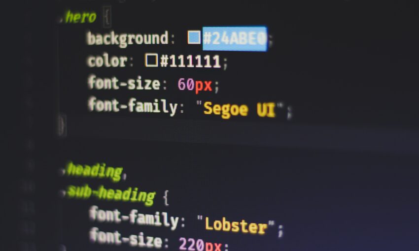 Text properties shown in CSS code